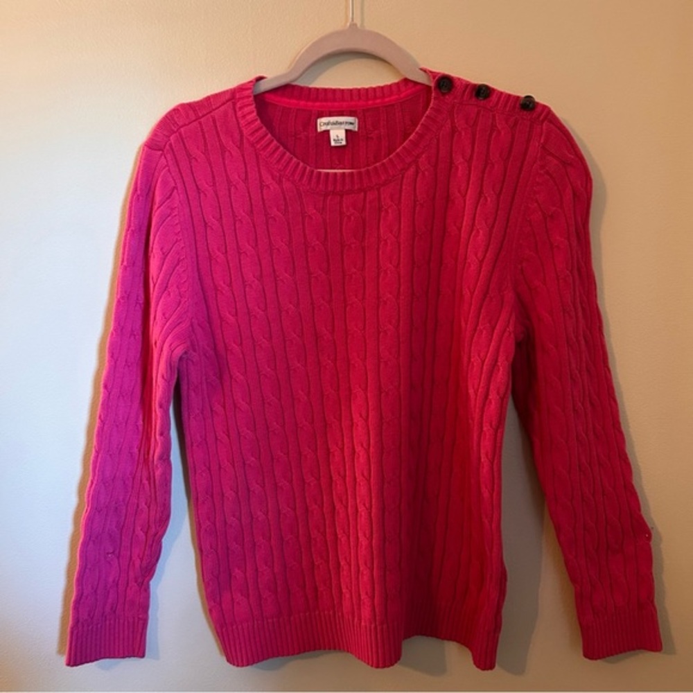 Croft & Barrow hot pink knit crewneck sweater, size Large 100% cotton